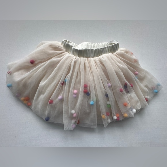 Rock Your Kid Baby Girl’s Tutu style skirt with colorful Pom Poms | Size 2Y. - Picture 3 of 8